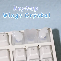 Limited Special Price，Personalized Transparent Translucent Keycaps Cute Wings Crystal Keycaps Handmade Mechanical Keyboard Cap