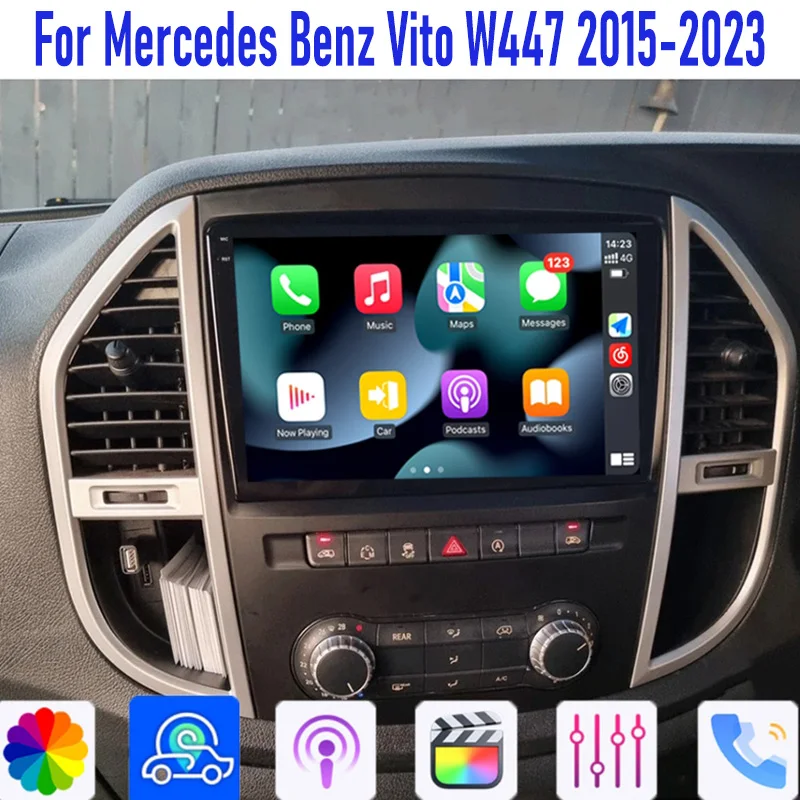 

GPS 9''For Mercedes Benz Vito3 W447 2015-2023 Car Radio Head Unit Carplay Apple Android 15 Intelligent System Multimedia Player