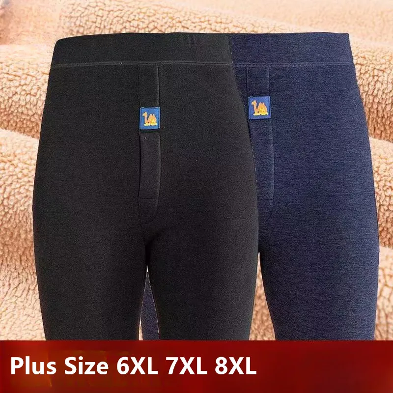 

Men's Thermal Underwear Winter Basic Autumn Thermo Leggings Soft Comfort Waist Elastic Knee Male Base Layer Pant Plus 8XL 7XL