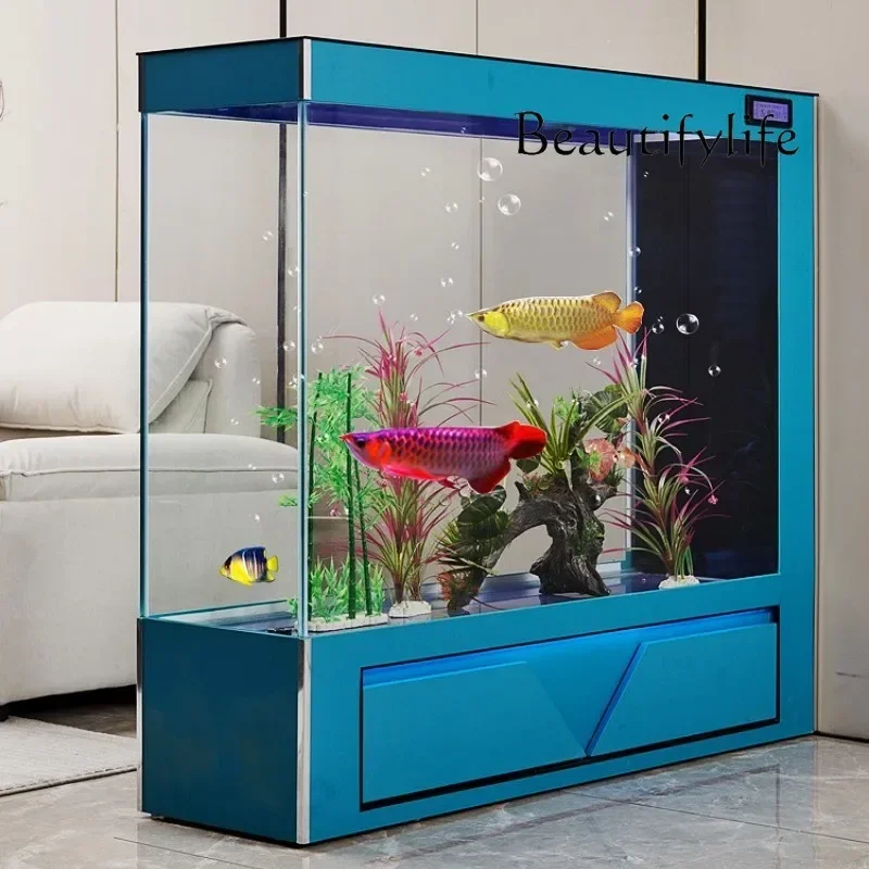 NV Light luxury new ecological ultra-white fish tank aquarium living room screen light luxury living room partition small apartm