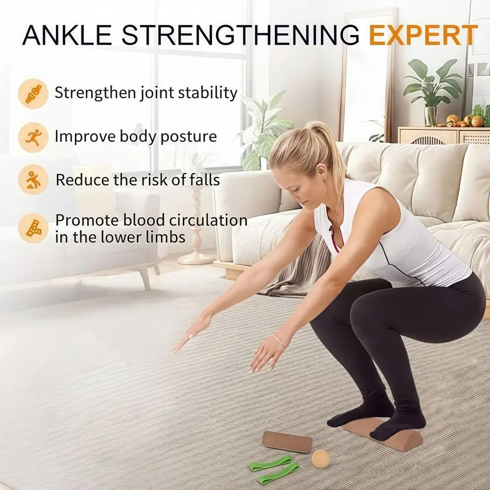 Cork Balance Board Enhanced Foot Function Ankle Stability Trainer Foot Strengthener Semicircle Portable Yoga Massage Column