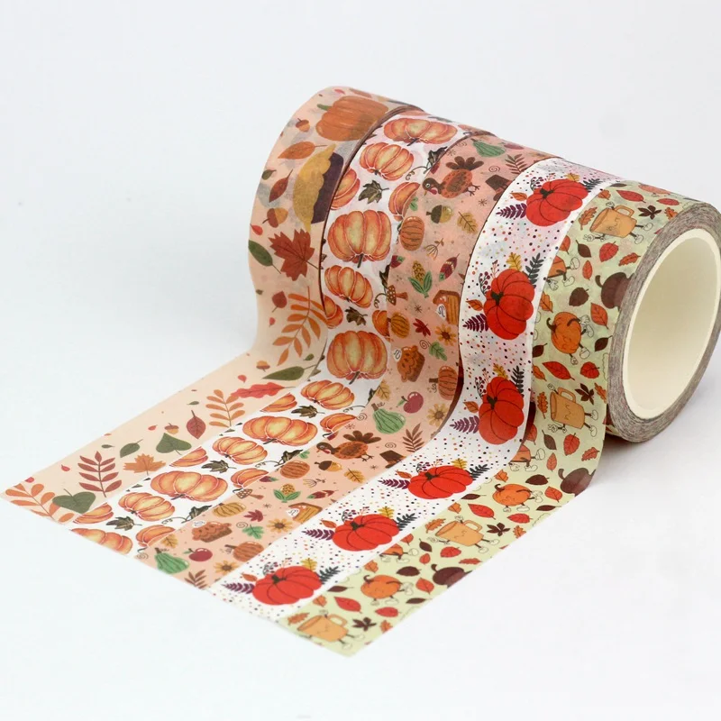 NOWOŚĆ 1X10M Deco Pumpkin Leaves Corn Turkey Sunflower Fall Washi Tape Set for Scrapbooking Planner Masking Tape Kawaii Papeleria