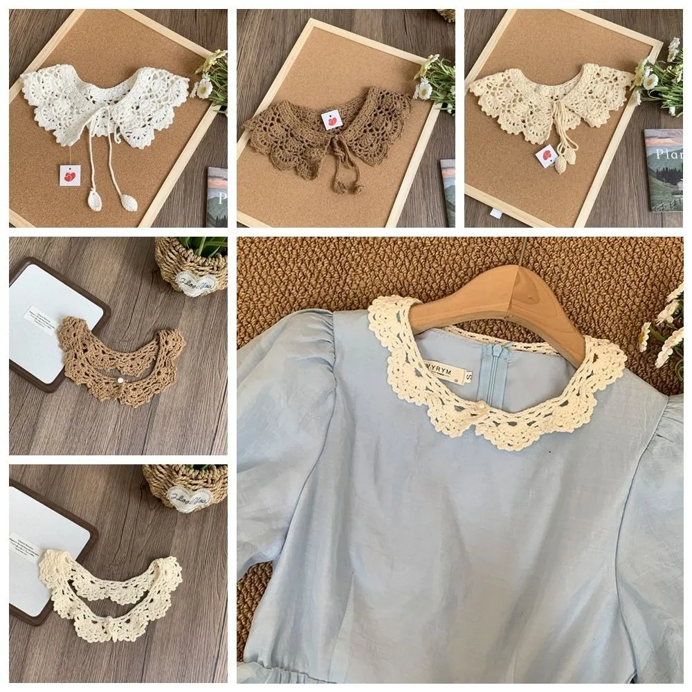 Süßer, ausgehöhlter Häkel-Schal, abnehmbarer Rundhals-Strickschal, Schal-Accessoires, Kleidungsdekoration – Detail 10