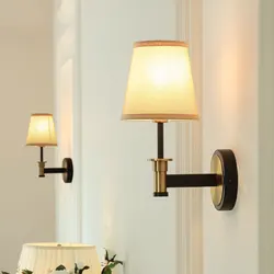 New American Style Rural Wall Lamp Bedroom Bedside Lighting Mirror Front Lamp Simple Living Room Hallway Single Head Wall Light