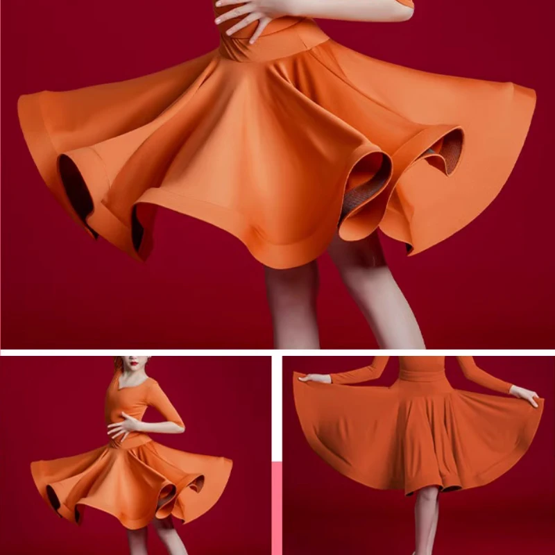 Children Latin Dance Dress Girls Mordern Dance Ballroom Dresses Salsa Tango Skirt Practice Competition Stage Performance Costume