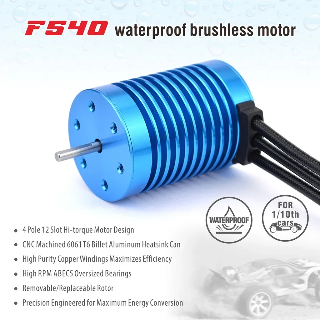 F540 3000KV 3300KV 3930KV 4370KV Brushless Motor for 1/10 RC Car Redcat Electric Volcano EPX PRO Blackout XTE