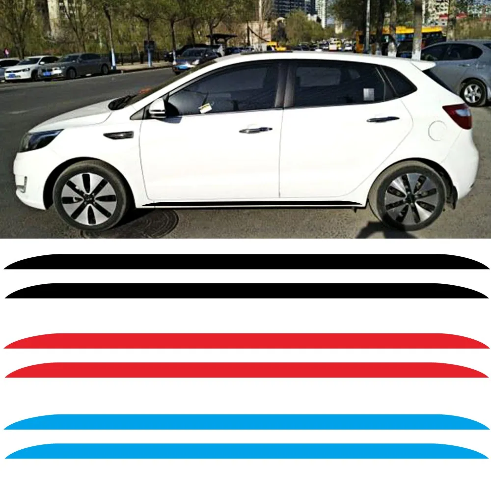 2PCSFashion racing stripes car sticker For Kia Picanto Morning creative side skirts vinyl decals decorative door accessories