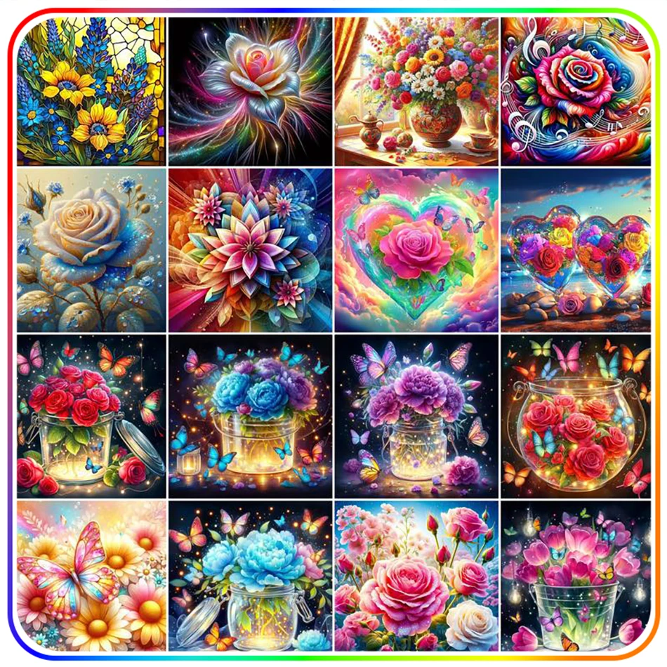 

SDOYUNO Crystal 5D Diamond Painting Cross Stitch Flower Picture Rhinestones Arts Craft Mosaic Kits Landscape New Home Decoration