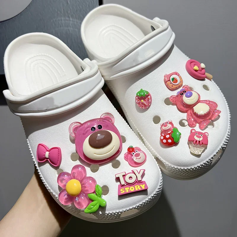 Potdemiel Disney Strawberry Bear Set Accessories Shoe Charms Buckle Set Cartoon Classic Character Kawaii DIY Charm Gift image 5