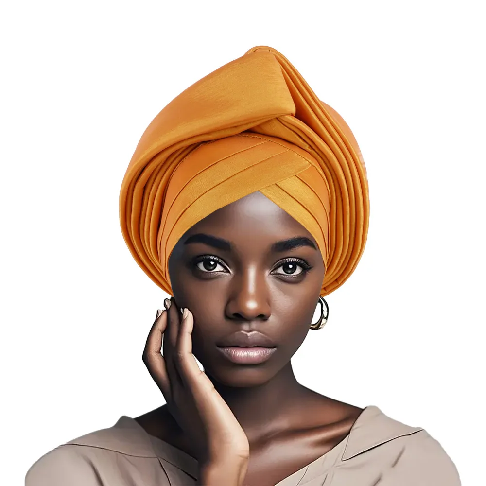 Female Head Wraps Headtie African Autogele Women's Turban Cap Nigeria Wedding Auto Geles Party Headpiece Already Made Head Ties