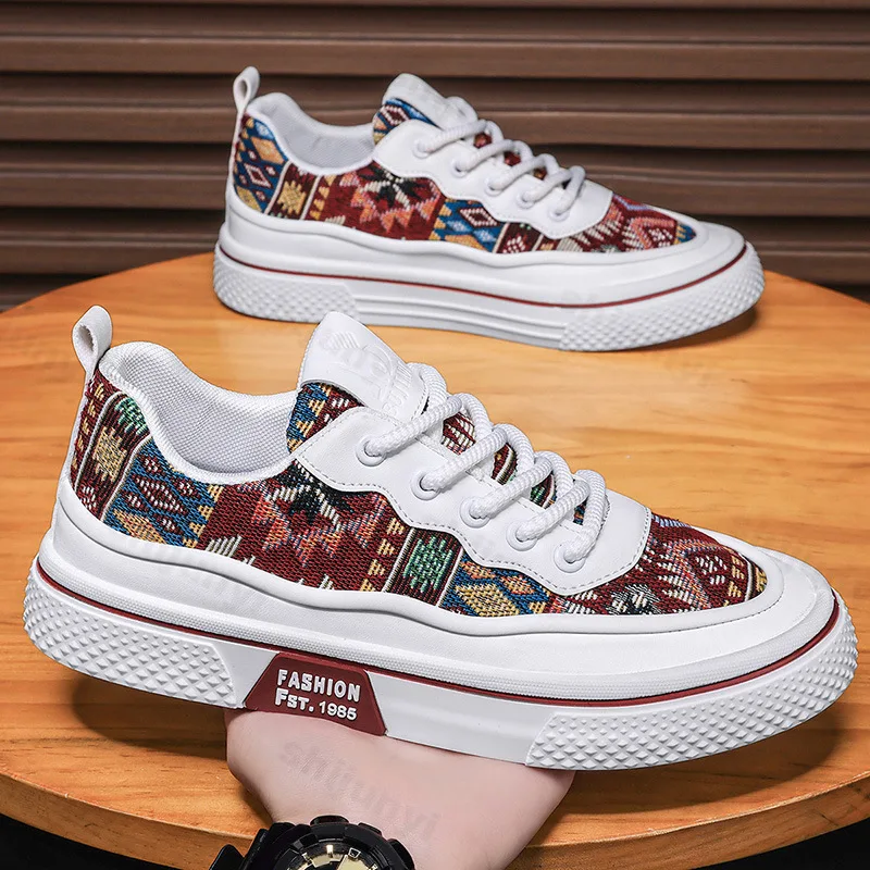 

Мужская повседневная спортивная обувь, новая уличная высококачественная модная парусиновая обувь на толстой подошве, удобная дышащая роскошная мужская обувь для доски