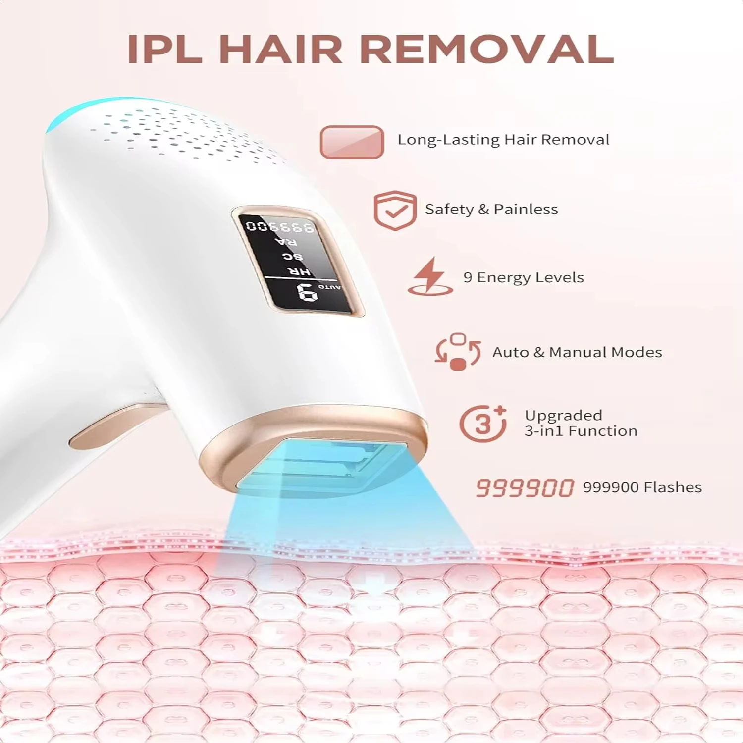 Depiladora IPL para hombres y mujeres, depiladora indolora permanente, segura, para cara, cuerpo, brazos, piernas, todo el cuerpo, 999900 Flashes