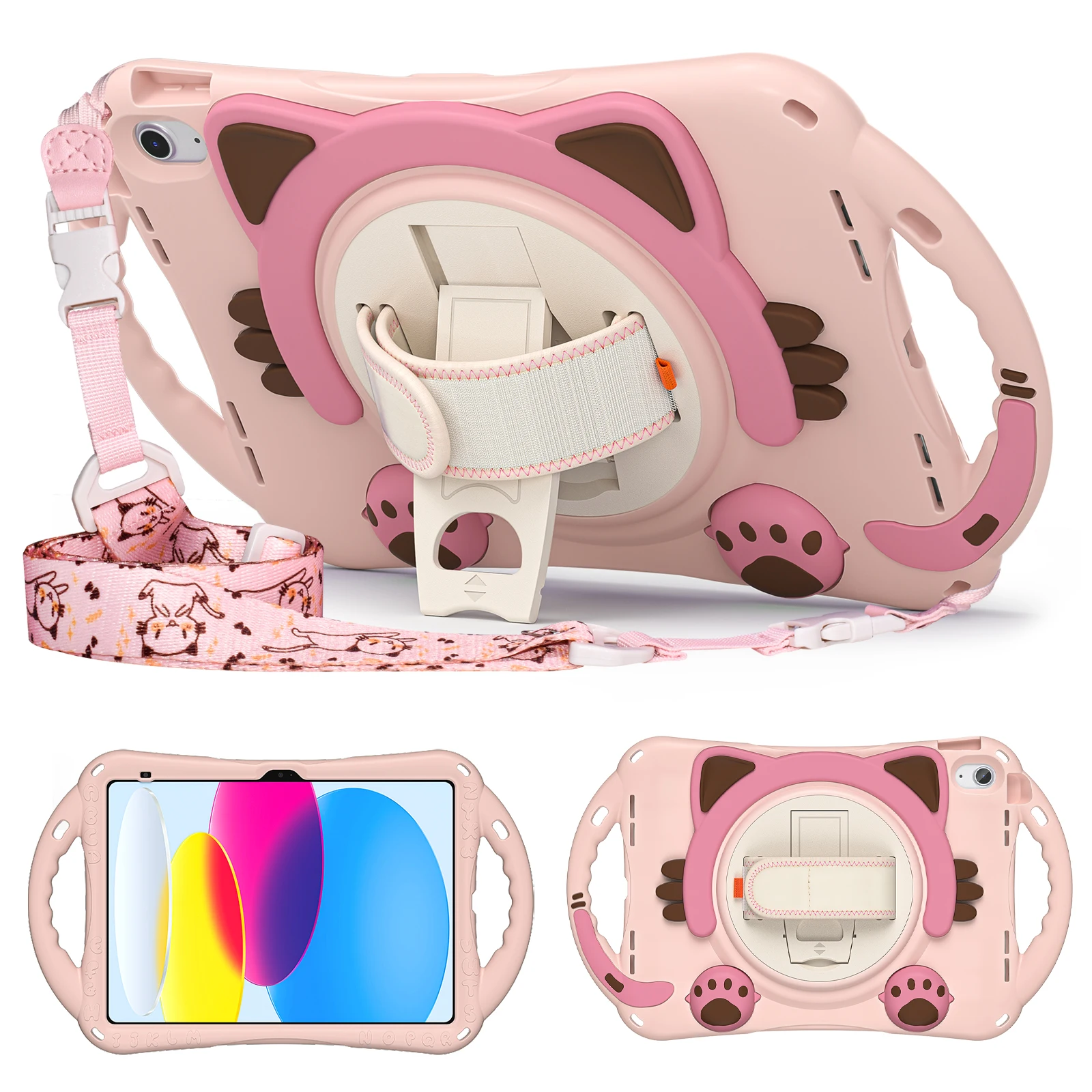 

Kids Tablet Cases for iPad11 iPad 11 10 2022 2025 11th 10th Case 10.9'' A2757 Cover Rotate PC Stand Shockproof Silicone Shell