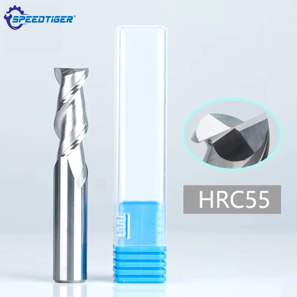 SPEEDTIGER HRC55 Aluminum End Mill Diameter 1mm To 20mm CNC 2 Flute Milling Cutter Tools Face Square Router for Aluminum Copper