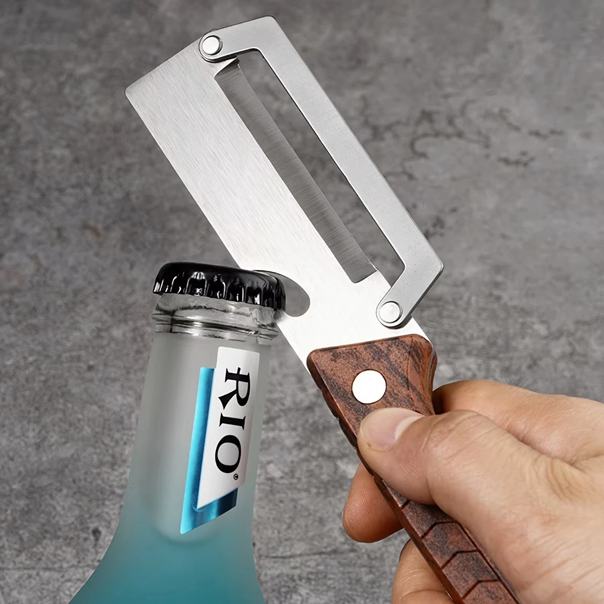 Descascador multifuncional de aço inoxidável com cabo de madeira maciça, utensílio de cozinha para descascar frutas e legumes._voghion.com