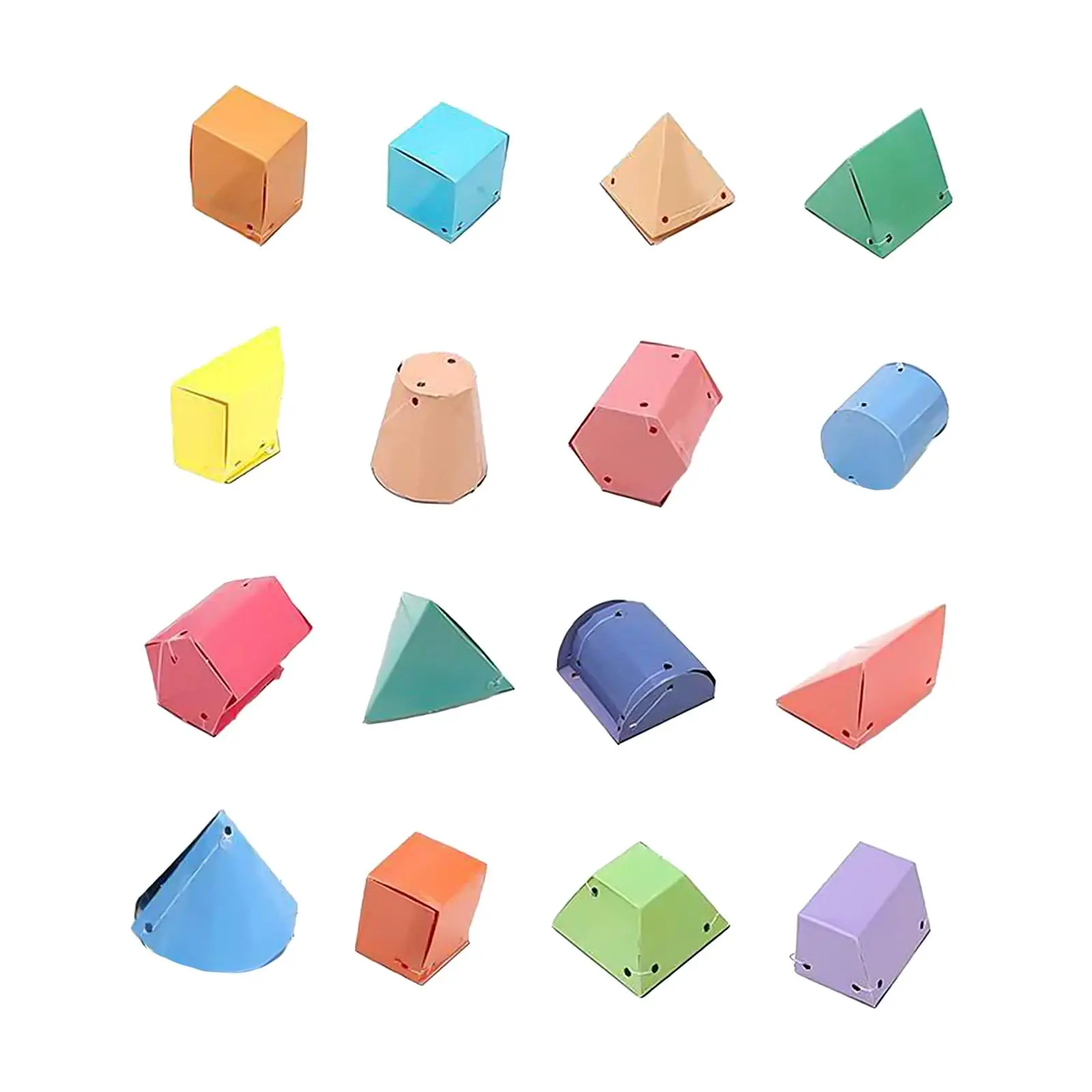 16Pcs Geometric Shapes Early Math 16 Shapes Area Demonstrator 3D Shapes for School Supply Kindergarten Elementary Preschool Home