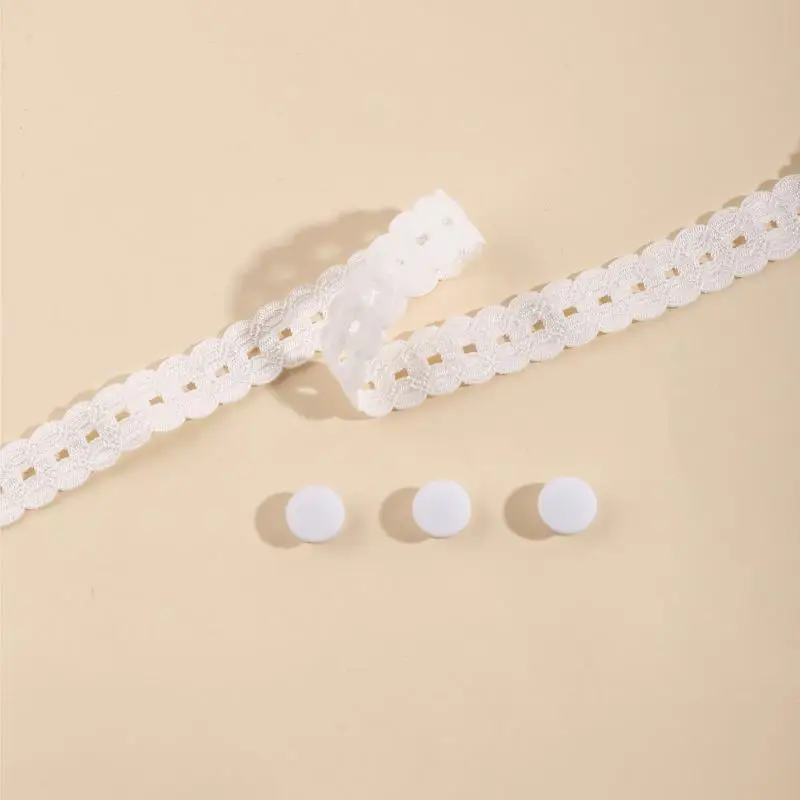 4Pcs/Set (1 Strap+3 Buttons) Exquisite Lace Trimmed Hem Waistband For T-Shirts Dresses Shirts Shorten Clothing Length