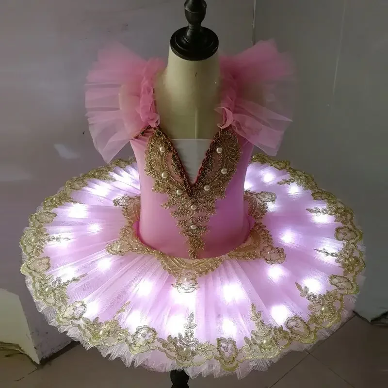 Tutu Ballet Led Light Swan Lake Ballerina Pancake Tutu Girl Women Adult Child Ballet Dress Kids Dance Costumes Tutu Led