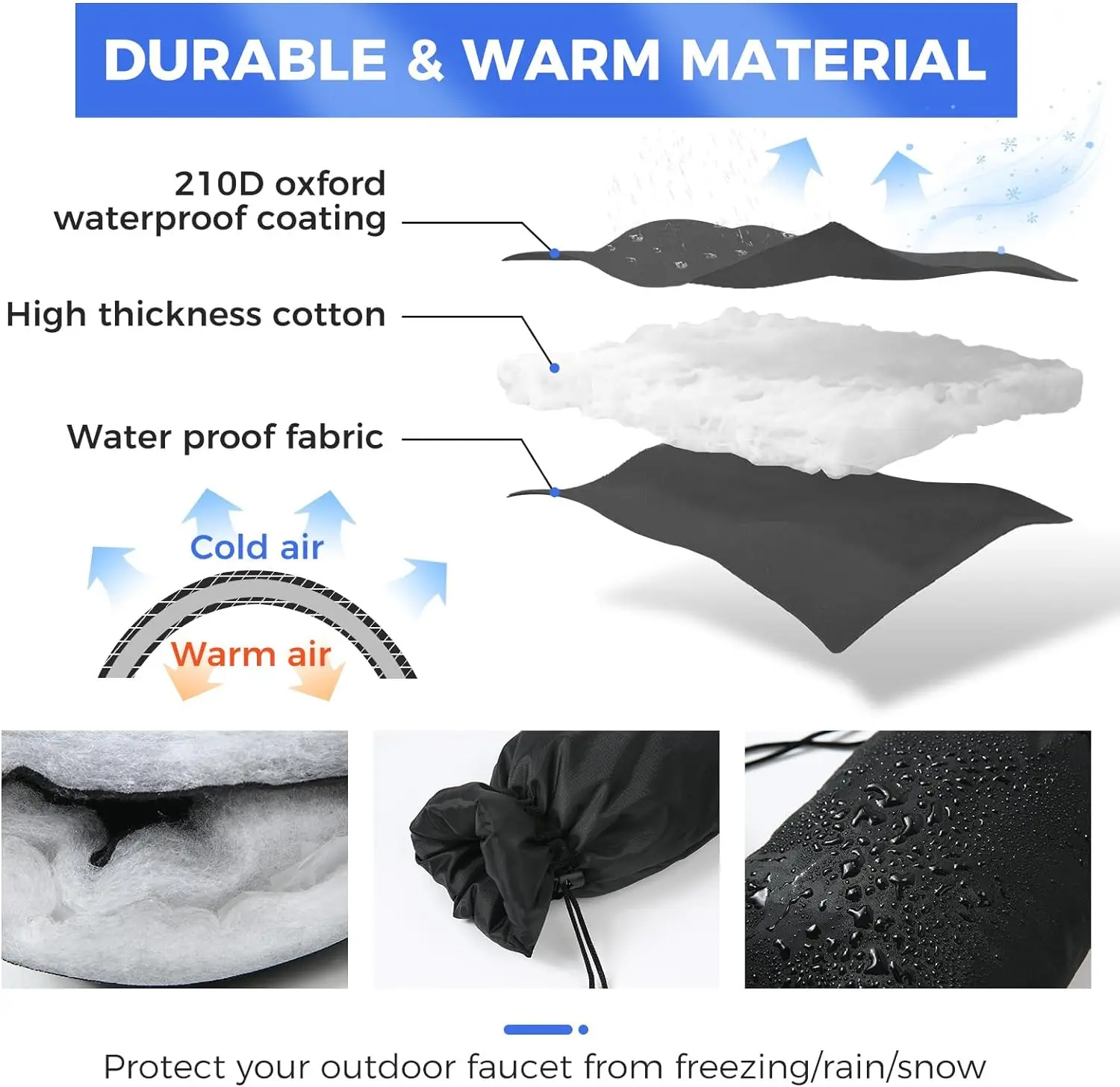 6PCS Super Warm Outdoor Faucet Protector Anti-Freeze Insulation Cover Outdoor Anti-Freeze Crack Protection Bag Warming Supplies