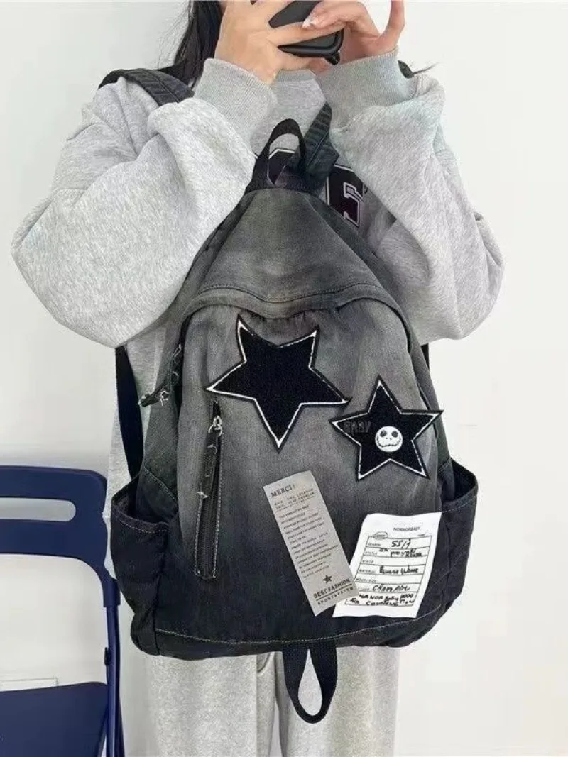 Mochila BOMO Vintage para mujer, mochilas góticas de lona a la moda de alta capacidad para mujer, bolso informal versátil con gradiente para mujer