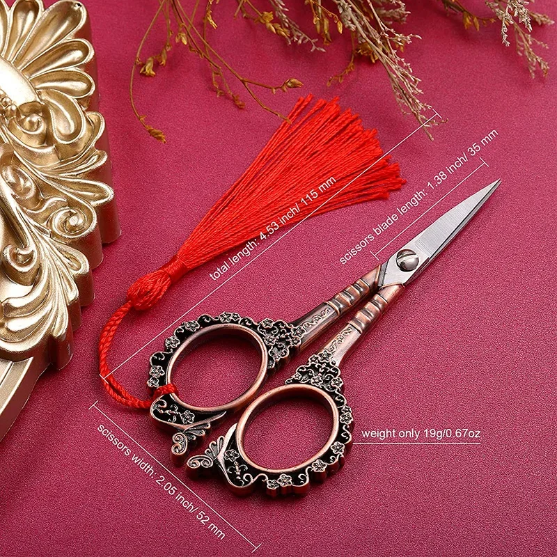 1PC Vintage Sewing Scissors Stainless Steel Tailor Scissors Sharp Sewing Shears Retro Embroidery Scissors for DIY Craft Sewing