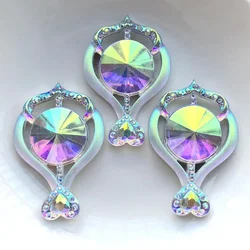 10 pz nuova resina strass amore freccia 43x29MM bianco ab gioielli indiani orecchini Cabochon resina decorazione di nozze schiena piatta