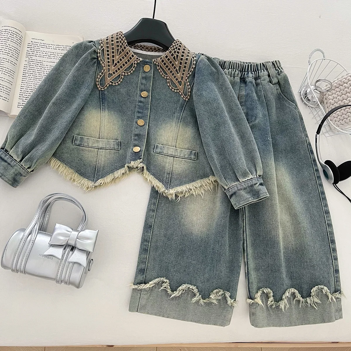 

Girls Denim Clothing Sets Spring Autumn 2025 Children Fashion Coats Pants 2pcs Suit For Baby Outfits Kids Jackets Jeans Costume