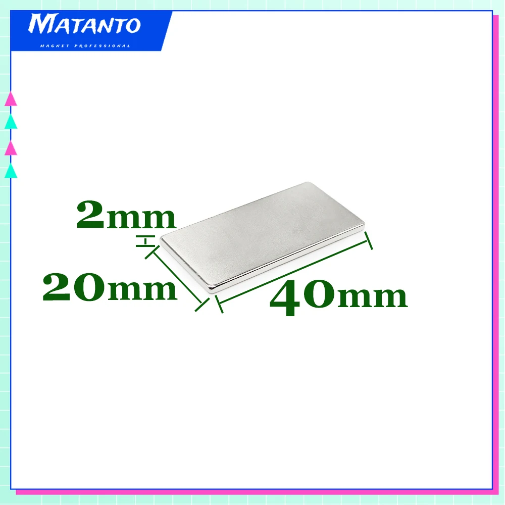 2/5/10/15/20/50PCS 40x20x2mm Block Strong Powerful Magnets Long Rectangular Permanent Neodymium Magnet Sheet 40x20x2 40*20*2 mm