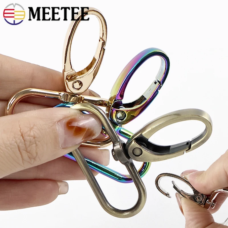 

10Pcs 16-38mm Metal Buckles Swivel Lobster Clasp Keychain Trigger Snap Hook Webbing Strap-on Carabiner Clips DIY Bag Accessories