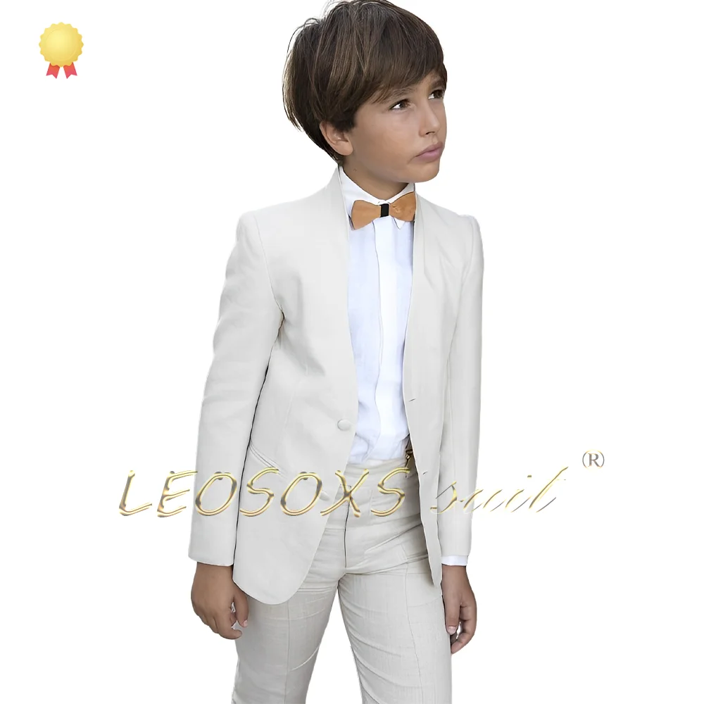 Boys linen white suit suit 2 piece (blazer and trousers) children's clothing custom party event holiday suit