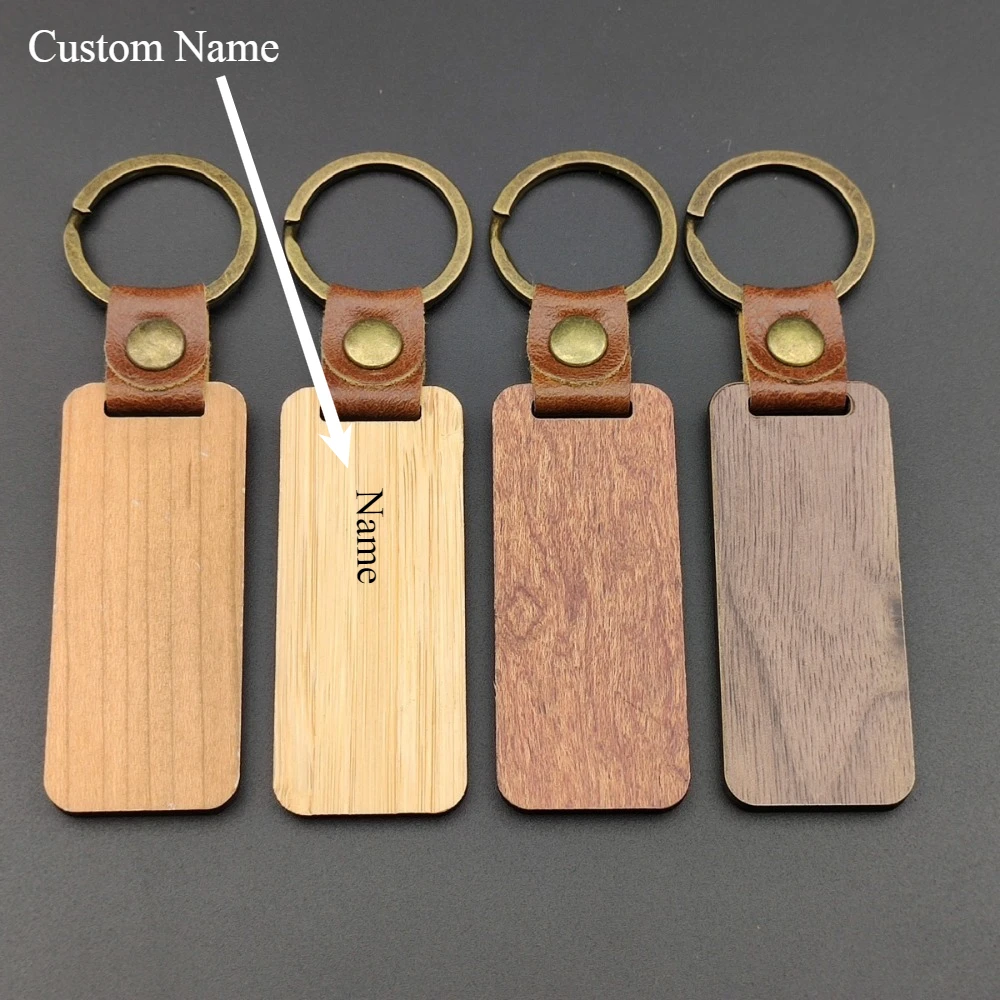 

New Design Fashionable Wooden Keychain Leather Solid Wood Key Chain Ring Men's and Women's Wooden Keyring Bag Key Pendant