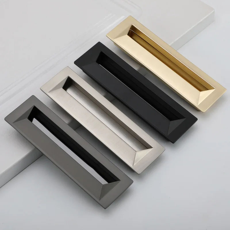 Black Invisible Handle Embedded Concealed Kitchen Cabinet Door Wardrobe Drawer Gold Modern Moving Door Handle