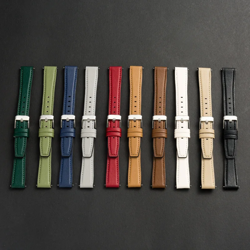 

10mm 12mm 14mm 16mm Quick Release Ultra-thin Leather+Silicone Watch Strap for Soft Waterproof Universal Watch Bracelet Accessory