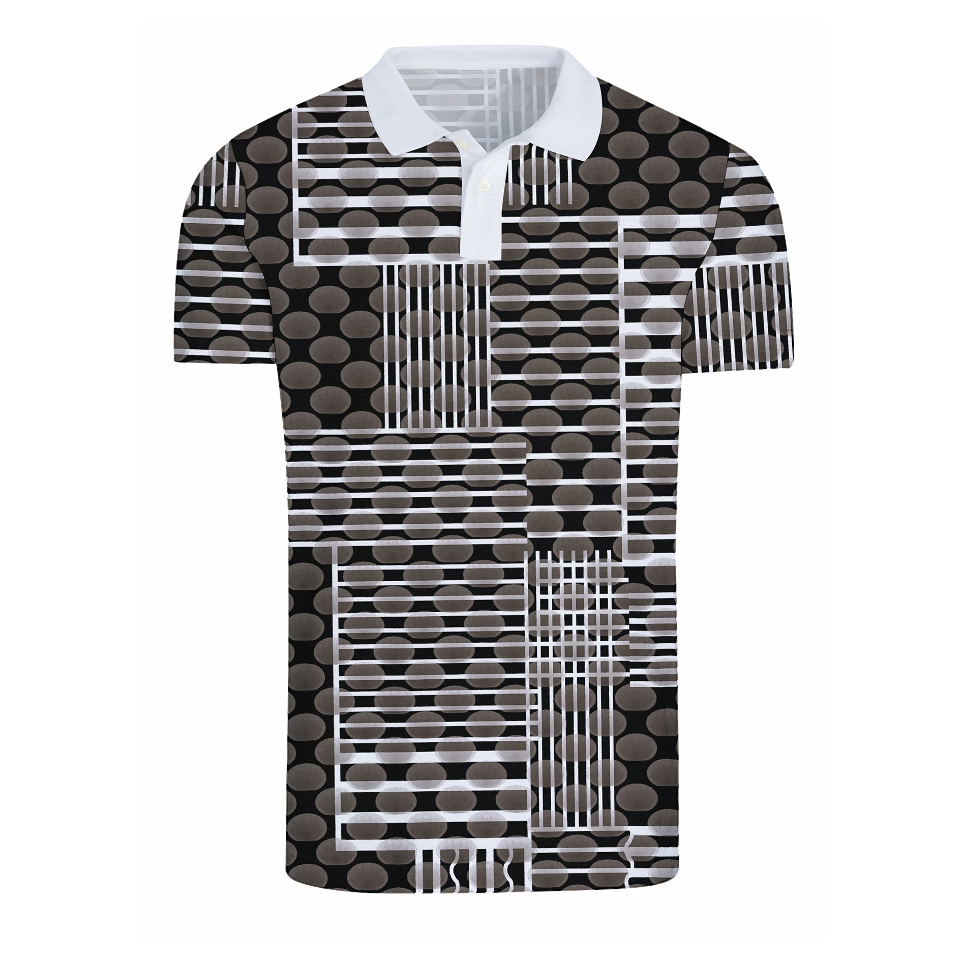 

Fashionable Summer Geometric Iines, Simple Dots, 3D Digital Printing, Men's Short Sleeved Polo Shirt, Breathable Casual Sports