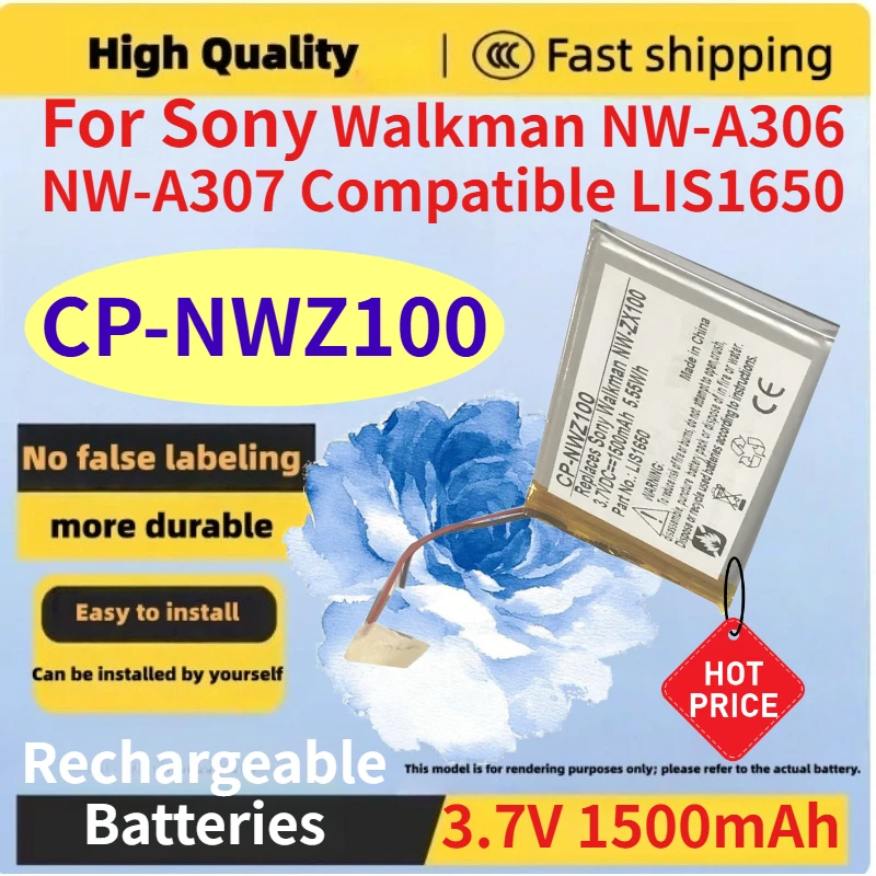 

3.7V 1500mAh CP-NWZ100 Li-Polymer Battery For Sony Walkman NW-A306 NW-A307 Compatible LIS1650 Rechargeable Batteries