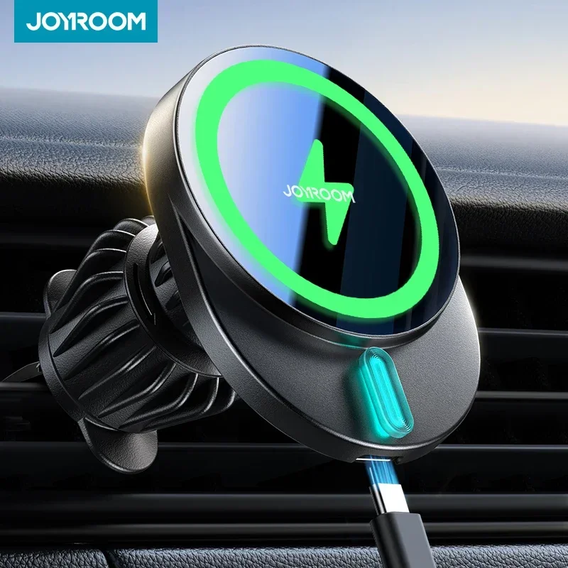 Suporte Magnético para Celular com Carregamento Sem Fio Joyroom 15W para Carro, Suporte para Celular com Carregador para Saída de Ar para iPhone 16-12