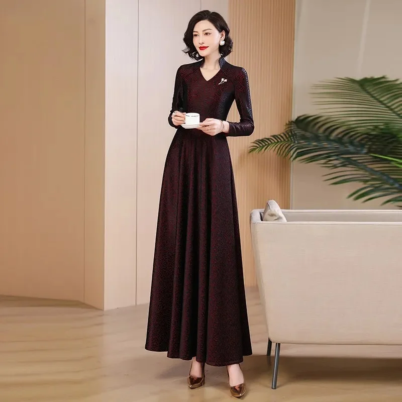 Spring Autumn Dress High End Women\'s Elegant Long Dresses 5XL Large Size Temperament Evening Party Dresses Female Maxi Vestidos