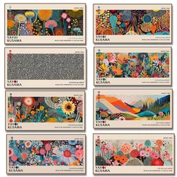 Yayoi Kusama Flower Exhibition Poster Canvas Painting Print Japanese Wall Art Picture for Living Room Home Decor Cuadros