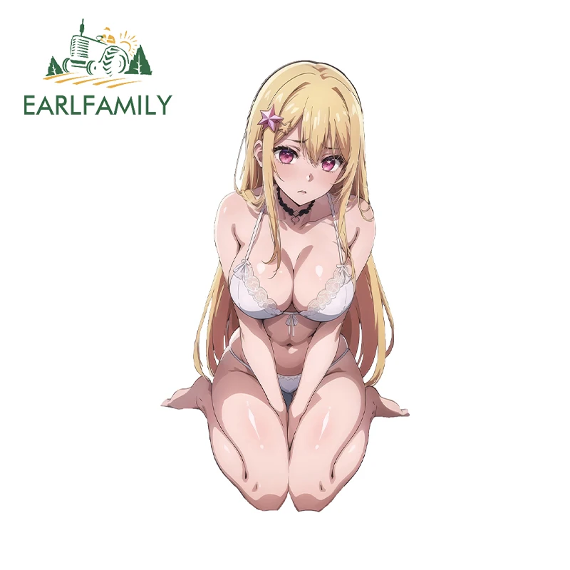 EARLFAMILY 13cm x 7.1cm Ruby Hoshino Car Stickers Bikini Chest Hentai NSFW Accessories Anime Long Hair Goods Motorcycle Decal