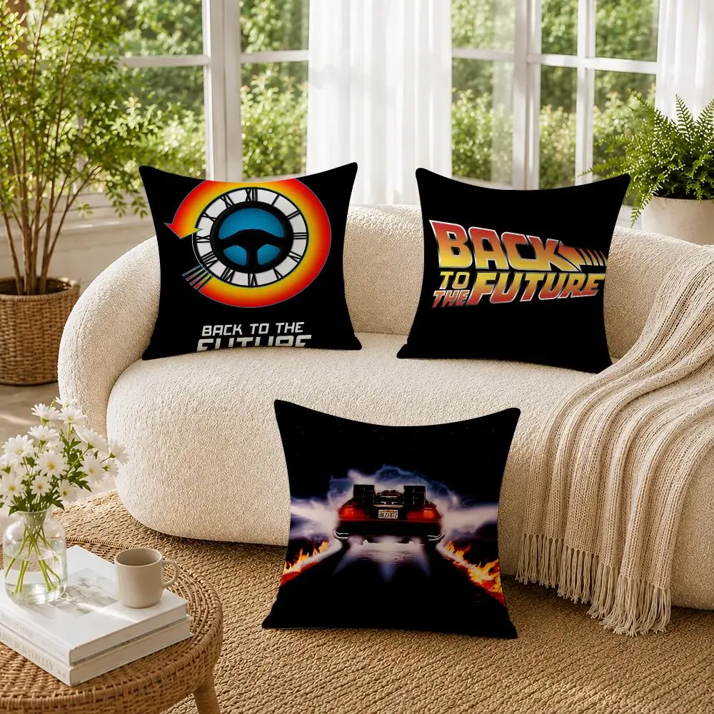 Movie B-Back To The Future Cushion Cover Soft Short Plush Pillow Cases Hidden Zipper Cutecore Sofa Bedroom Home Decor Gift