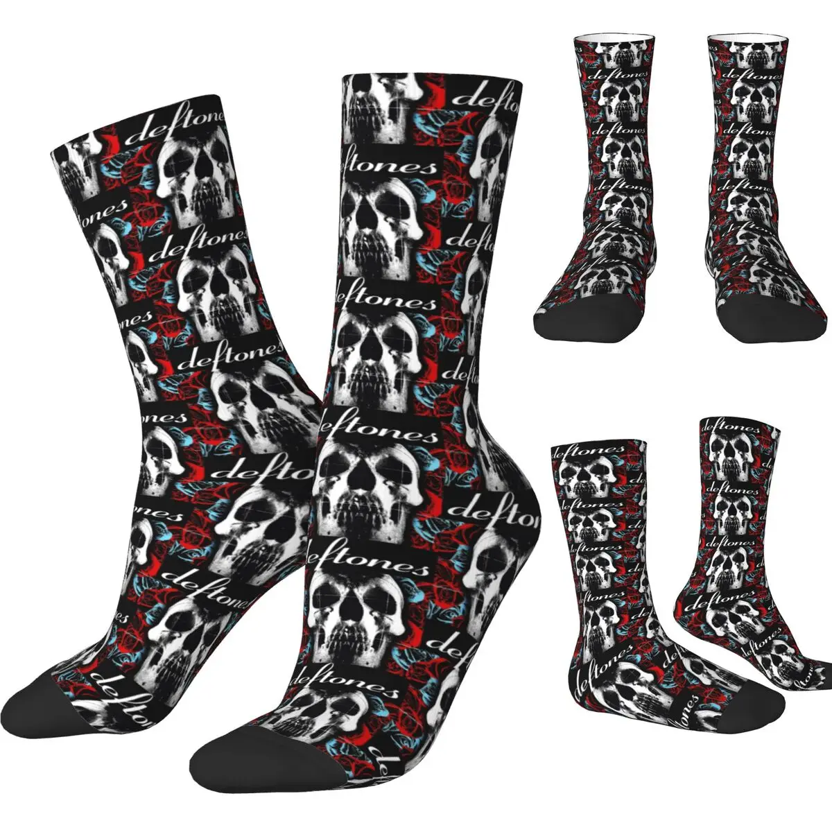 Horror Deftones Skull Print Socks Winter Stockings Funny Unisex Men Comfortable Socks Design Running Anti Skid Socks