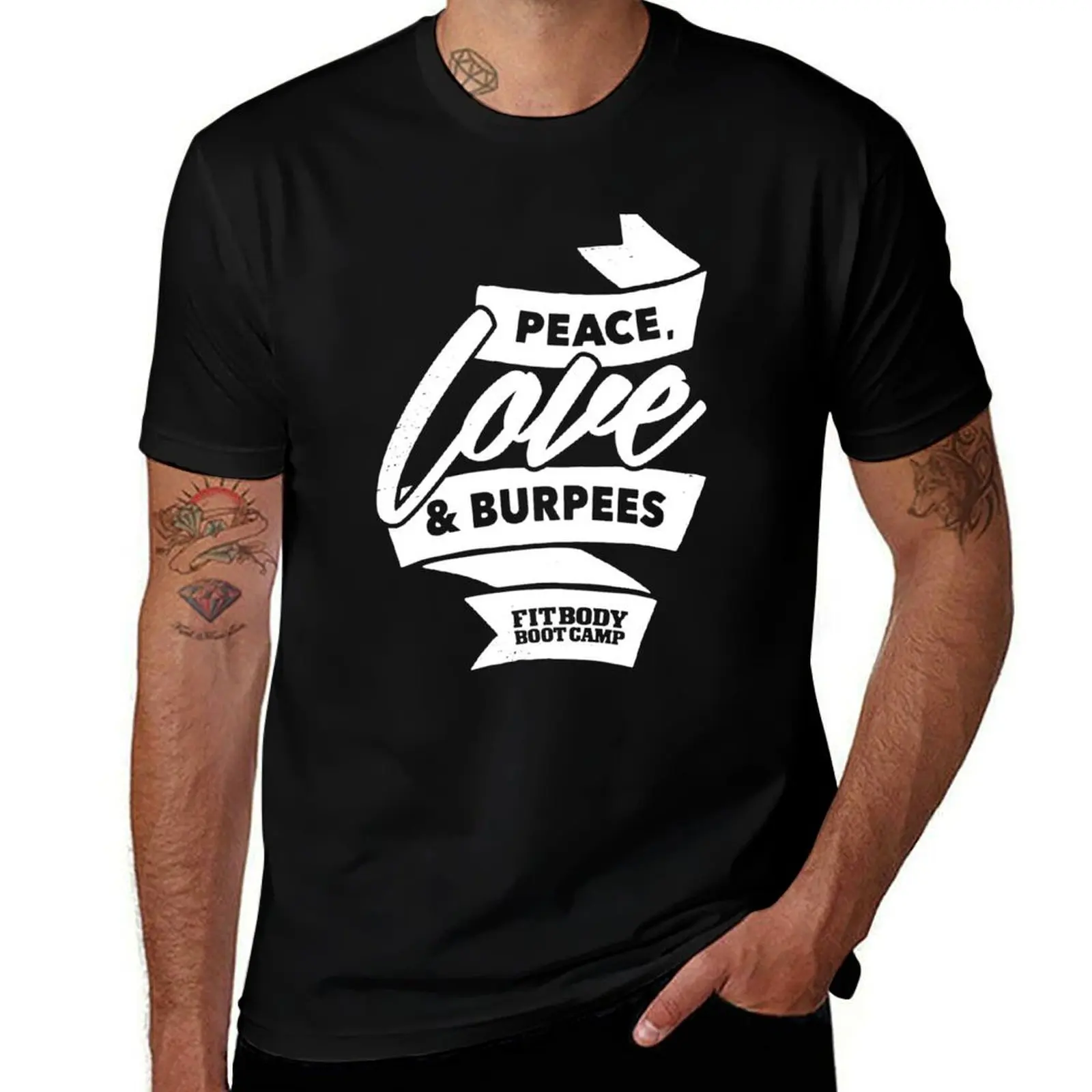 Белая футболка Peace Love and Burpees, базовый топ с короткими рукавами больших размеров