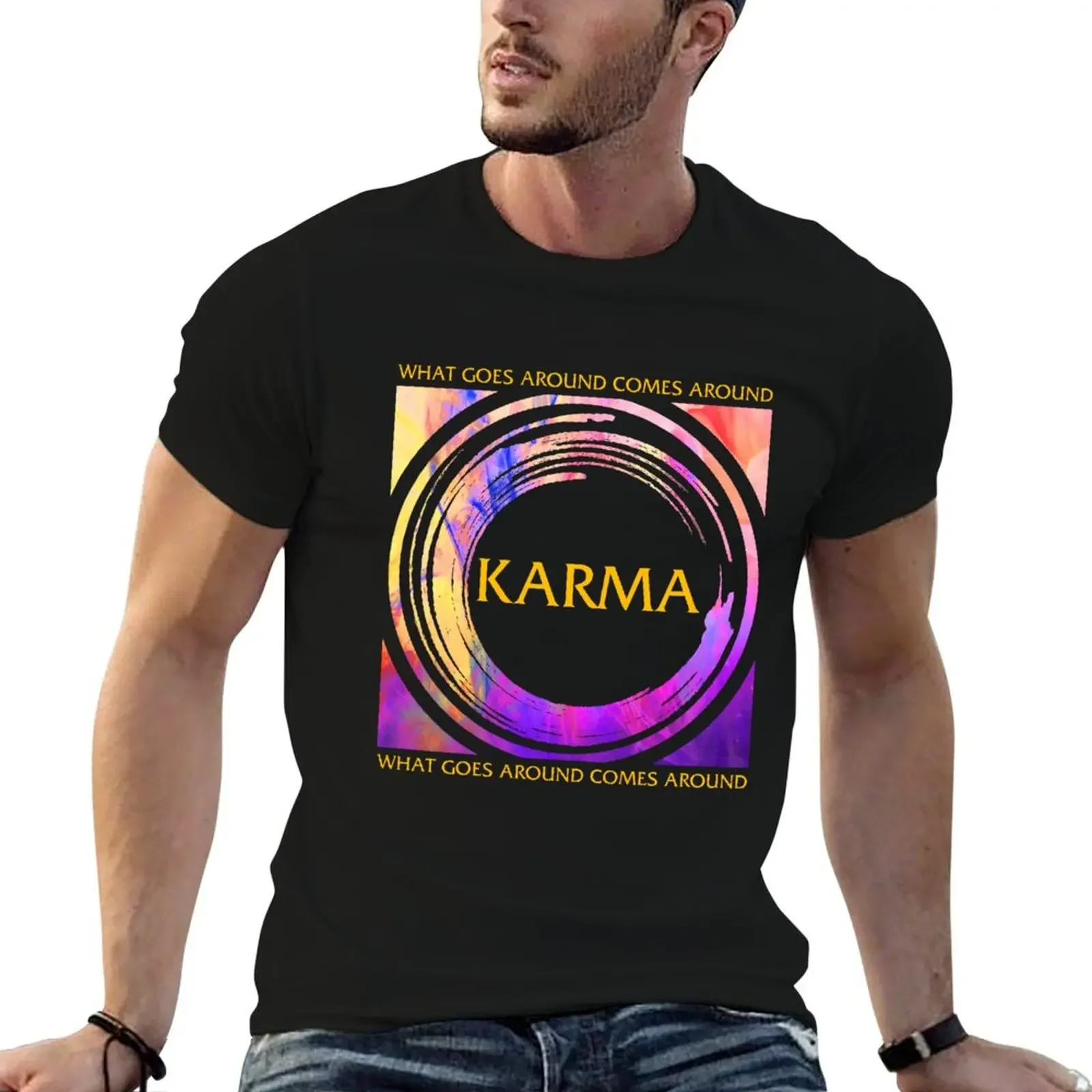 

Karma Shirt, Buddha Yoga Tee, Vintage Karma Quotes Universal Law Buddhism Funny Gift For Men Women T-Shirt