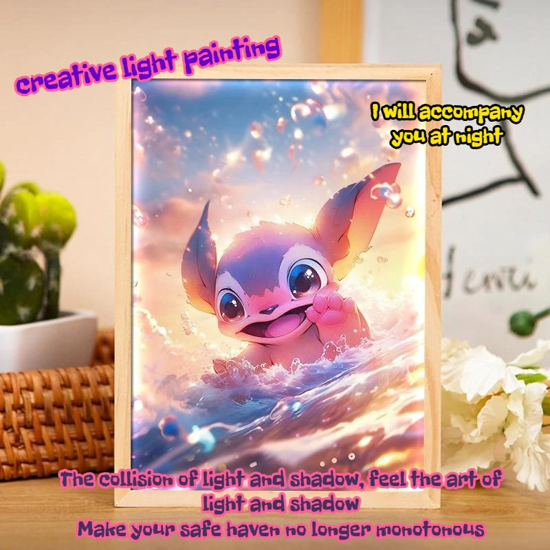 

Креативная лампа, живопись, акриловая вышивка, мультяшный милый компаньон, освещение, украшение Даркарта, ночник, фоторамка, настройка стола