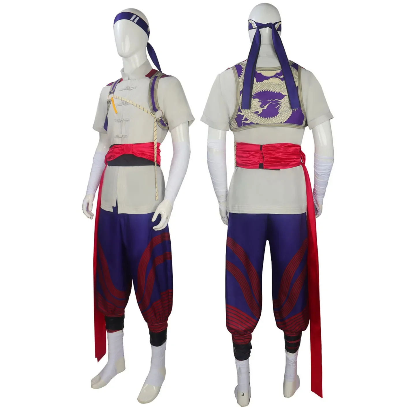 Liu Kang Game Cosplay Costume Adult Mens Shirt Pants Uniform Suits Outfit Uniform Halloween Carnival Disguise Party Costume