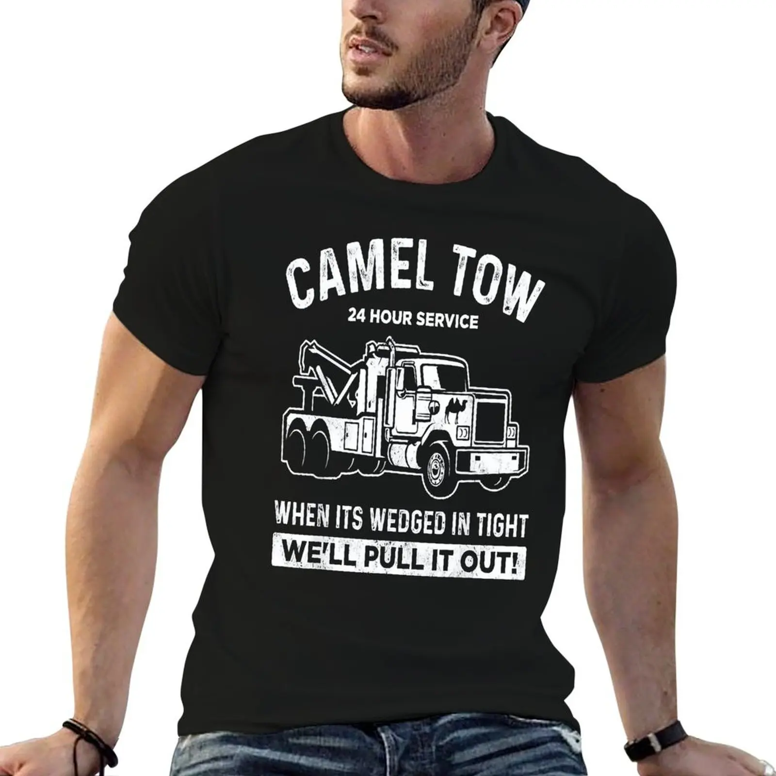 24-часовая футболка Camel Tow Service Harajuku Move Top Tee с графикой Cool Fitness Забавный винтажный размер США