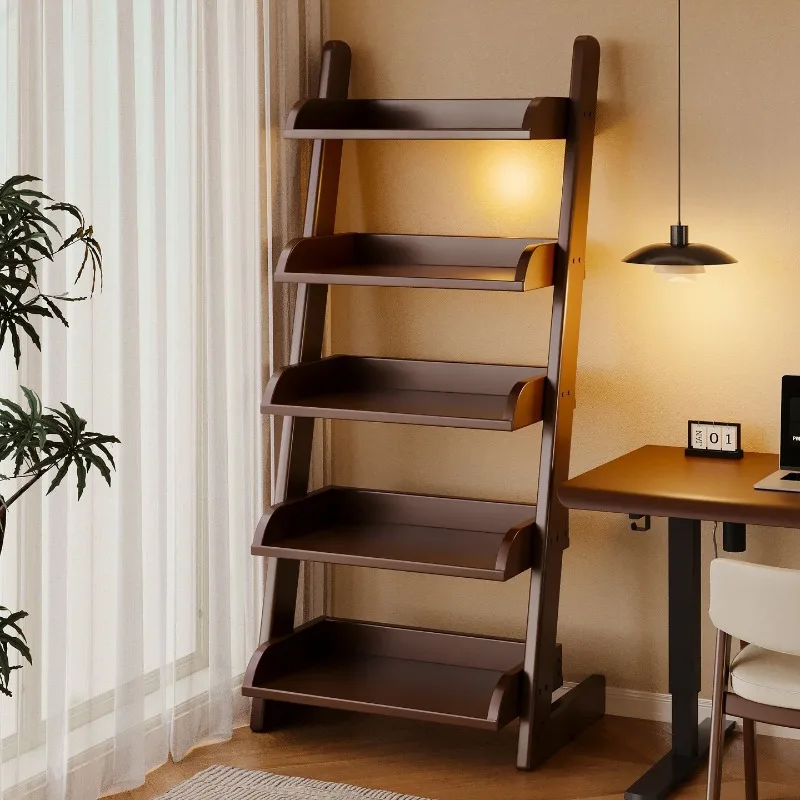

Solid Wood Trapezoidal Wall Shelf Household Multi-layer Ladder Bookshelf Floor