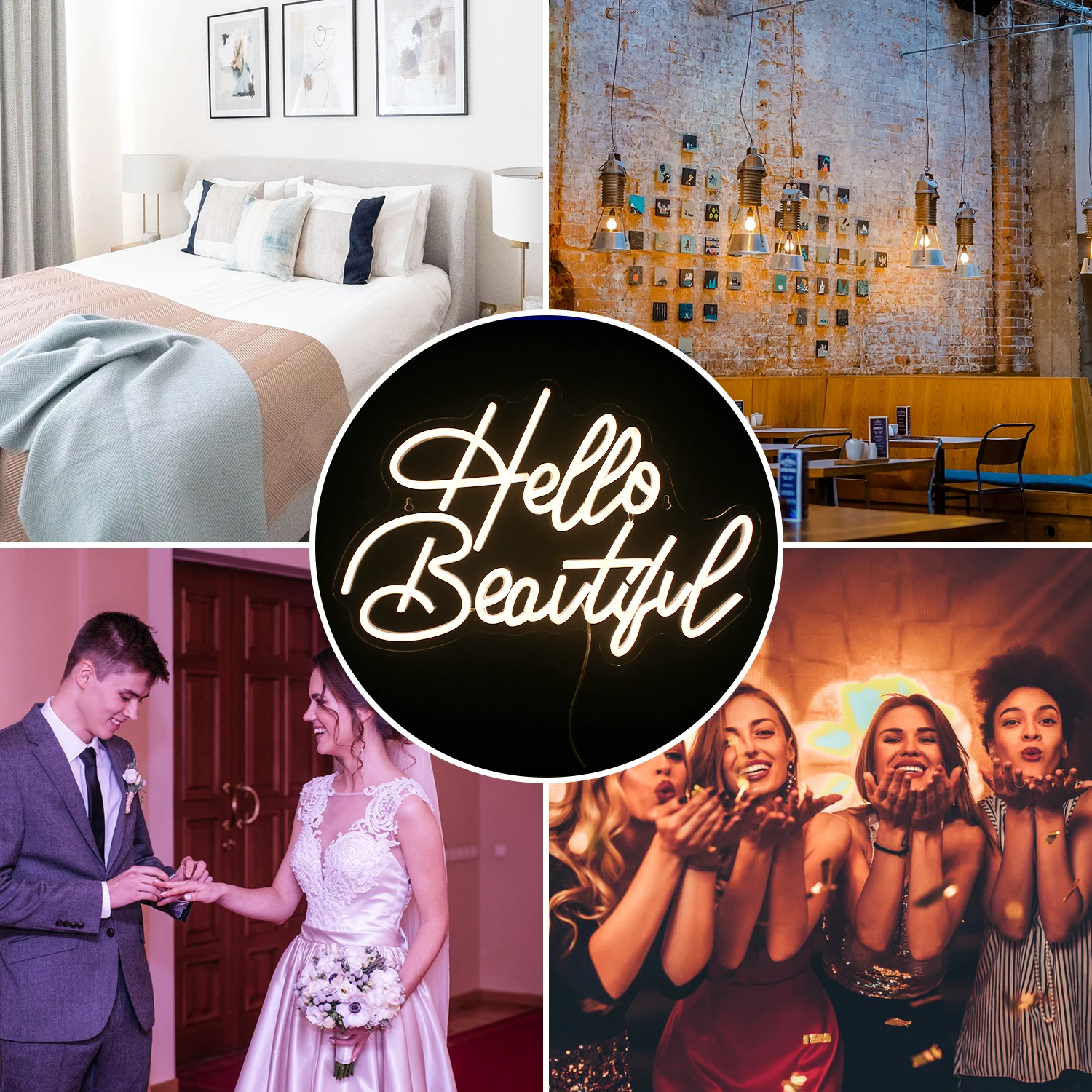 مرحبا بيوتيول النيون USB بالطاقة عكس الضوء علامات LED لتزيين الحائط حفل زفاف غرفة نوم عيد ميلاد صالون تجميل النيون