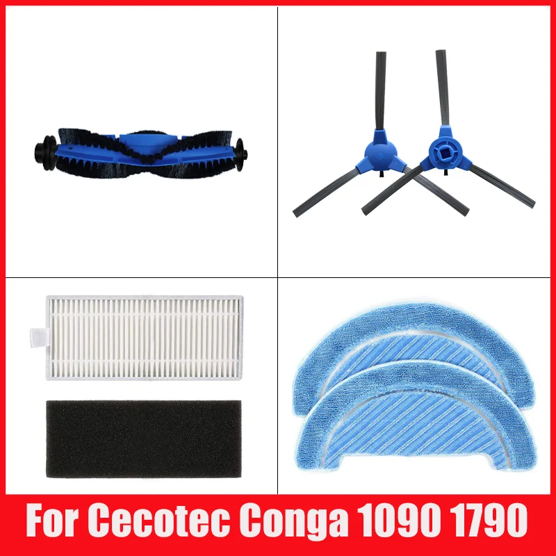 Reemplazo para Cecotec Conga 1090 1790, titanio Ultra Robot, cepillo lateral principal, filtro Hepa, accesorios de mopa, piezas de aspiradora