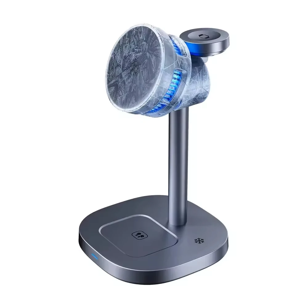 

Qi2 3 in 1 Magnetic TEC Cooling Sustainted 15w Fast Charging with Active Cooling Adjustable Angle for Iphone 16 15 13 Airpods